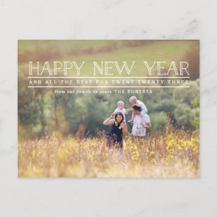 Gelukkig nieuwjaar foto typografie vakantie feestdagenkaart