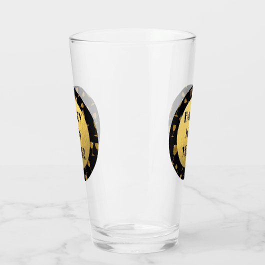 Gelukkig nieuwjaar! Gold en Black Elegant Glas (Links)