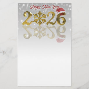 Gelukkig Nieuwjaar Goud 2026 Kerstmannenhoed en Briefpapier