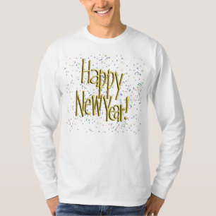 Gelukkig Nieuwjaar - Gouden tekst op Confetti T-shirt