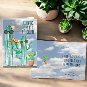 Gelukkig Nieuwjaar Grappige Zuidwest Saguaro Cactu Feestdagen Kaart
