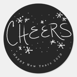 Gelukkig Nieuwjaar Hand Lettering Favor Ronde Sticker