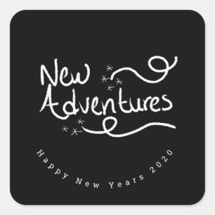 Gelukkig Nieuwjaar Hand Lettering Krijt Favor Vierkante Sticker