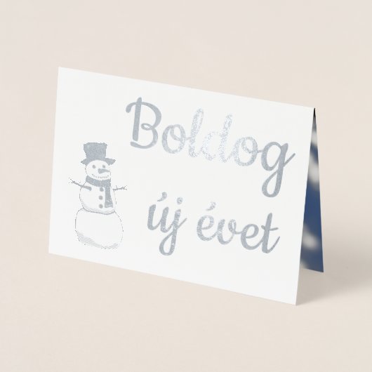 Gelukkig Nieuwjaar - in het Hongaars Folie Kaarten (Voorkant)