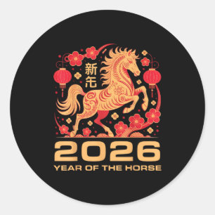 Gelukkig Nieuwjaar-jaar Van Het Paard Chinees Nieu Ronde Sticker