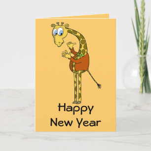 Gelukkig Nieuwjaar kaart "grappige giraffe" cartoo