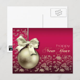 Gelukkig nieuwjaar. KerstBauble-Briefkaarten Feestdagenkaart