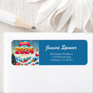 Gelukkig Nieuwjaar Kerstboom Gifts Retouradres Etiket