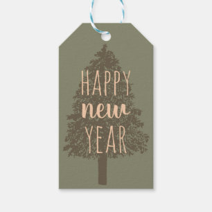 Gelukkig Nieuwjaar · Kerstboom  Winter Cadeaulabel