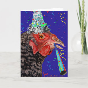 Gelukkig Nieuwjaar Kip Feestdagen Kaart