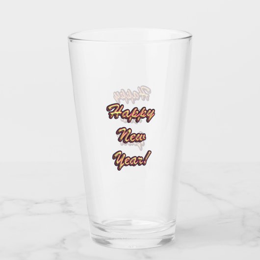 Gelukkig nieuwjaar kleurrijk glas (Voorkant)