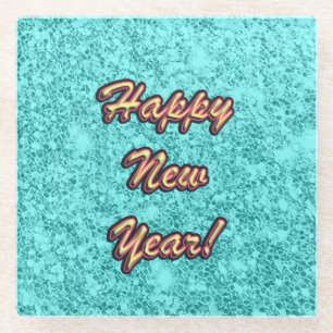 Gelukkig nieuwjaar kleurrijk glazen onderzetter