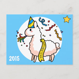 Gelukkig nieuwjaar Llama Feestdagenkaart