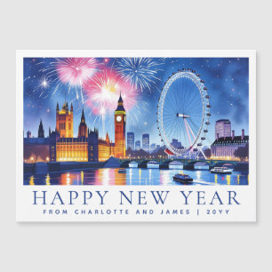 Gelukkig Nieuwjaar Londen Vuurwerk Magnetische Kaa