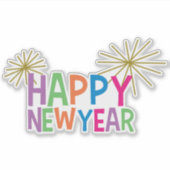 Gelukkig Nieuwjaar met Fireworks Sticker (Voorkant)