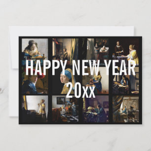 Gelukkig nieuwjaar met Johannes Vermeer Patchwork Feestdagenkaart