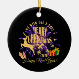 Gelukkig nieuwjaar met vrolijk kerstfeest keramisch ornament