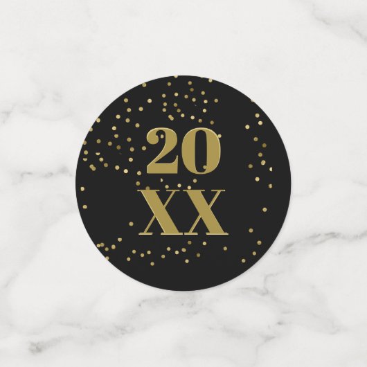 Gelukkig Nieuwjaar Metallic Gold/Black ID533 Confetti (Kleine voorkant)