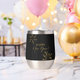 Gelukkig Nieuwjaar minimalistisch vuurwerk zwart