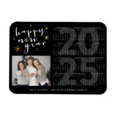 Gelukkig Nieuwjaar Modern Gold Starburst 2025 Kale Magneet (Horizontaal)