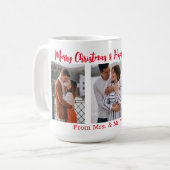 Gelukkig Nieuwjaar Newlyweds 3 foto's collage Koffiemok (Voorkant links)