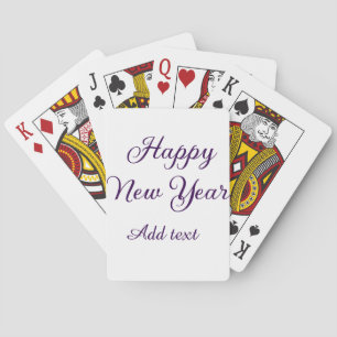 Gelukkig nieuwjaar paarse kalligrafie eenvoudig mi pokerkaarten