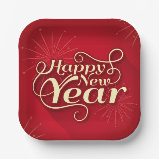 Gelukkig nieuwjaar papieren bordje (Voorkant)