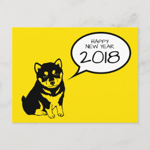 Gelukkig Nieuwjaar Puppy Ansichtkaart Feestdagenkaart