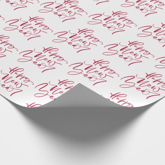 Gelukkig Nieuwjaar Red Script Holiday Wrapping Pap Cadeaupapier (Hoek)