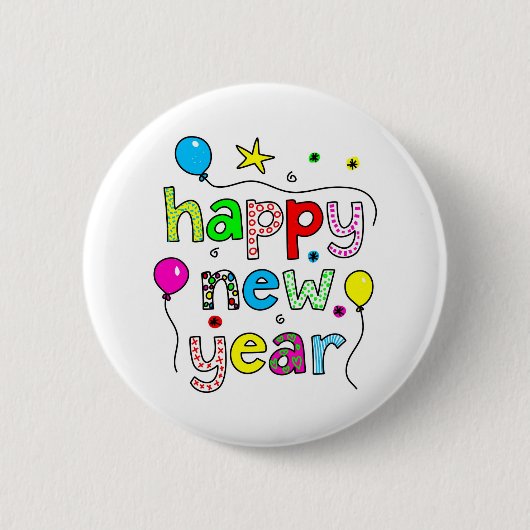 Gelukkig nieuwjaar ronde button 5,7 cm (Voorkant)