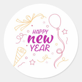 Gelukkig nieuwjaar ronde sticker