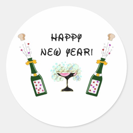 Gelukkig nieuwjaar ronde sticker (Voorkant)