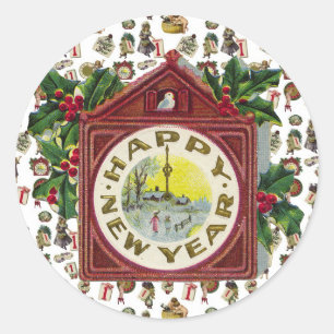  gelukkig nieuwjaar ronde sticker