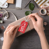 Gelukkig Nieuwjaar Rood en Wit Aangepast Cadeaulabel