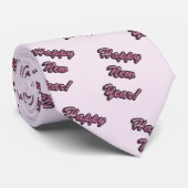 Gelukkig Nieuwjaar (roze tekst) Stropdas (Opgerold)