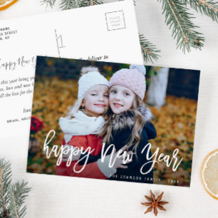GELUKKIG NIEUWJAAR rustiek foto wenskaart Briefkaart