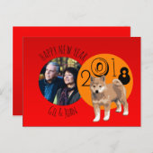 Gelukkig Nieuwjaar Shiba Inu aangepast persoonlijk Feestdagenkaart (Voorkant / Achterkant)