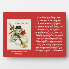 Gelukkig Nieuwjaar Sneeuwman Fotoplaat