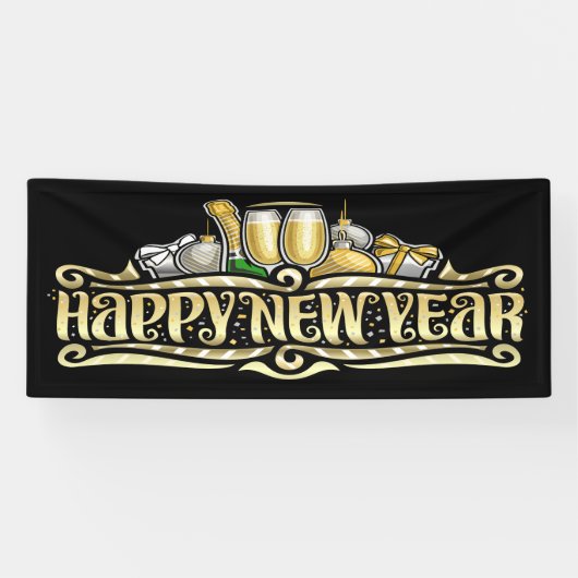 Gelukkig nieuwjaar spandoek (Horizontaal)