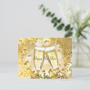 Gelukkig Nieuwjaar Sparkle Champagne Bril Feestdagenkaart
