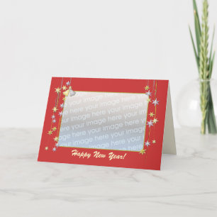 Gelukkig Nieuwjaar Sterren Rood (foto lijst) Feestdagen Kaart