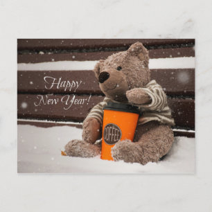 Gelukkig nieuwjaar. Teddy Bear. Feestdagenkaart