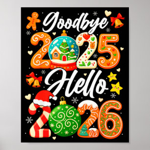 Gelukkig Nieuwjaar Vaarwel 2025 Hallo 2026 Kerstmi Poster