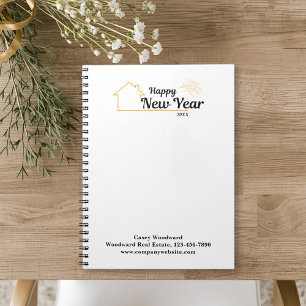 Gelukkig Nieuwjaar Vastgoed Budget Marketing Notitieboek
