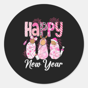 Gelukkig Nieuwjaar Verloskunde & Verpleegkundige Ronde Sticker