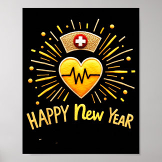 Gelukkig Nieuwjaar Verpleegster Poster