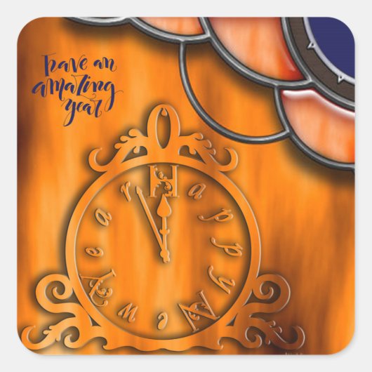 Gelukkig nieuwjaar vierkante sticker (Voorkant)