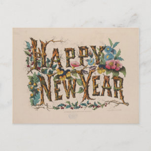 Gelukkig Nieuwjaar, Vintage Currier & Ives Print Briefkaart