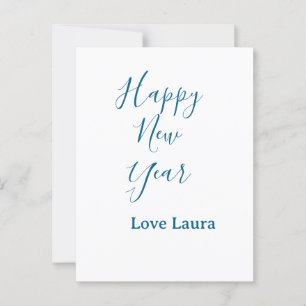 Gelukkig nieuwjaar voeg naam toe liefde blauw eenv briefkaart