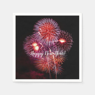 Gelukkig Nieuwjaar Vuurwerk Feest Viering Servet